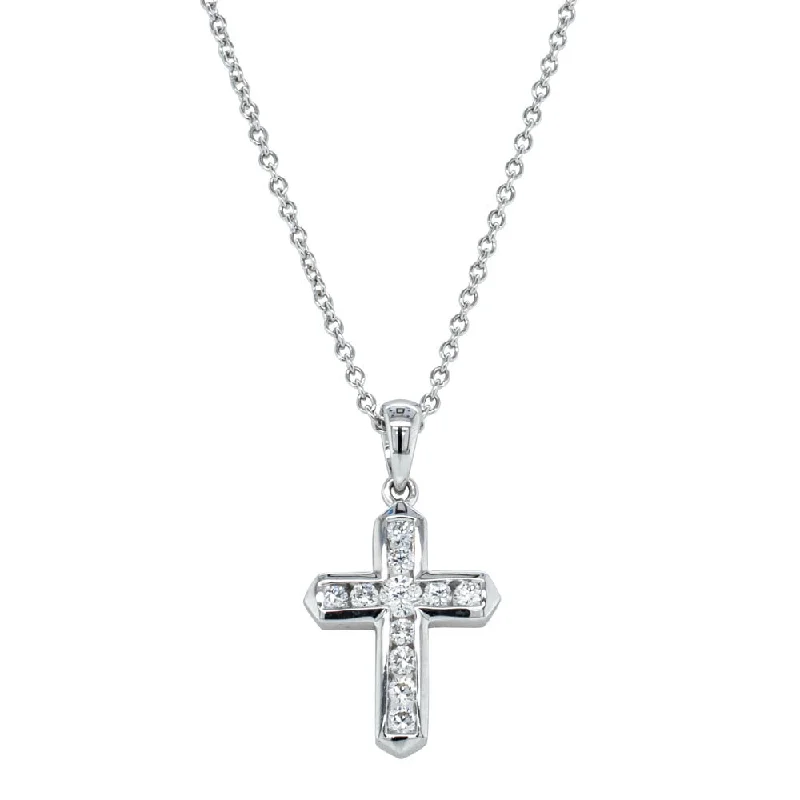 matching necklaces for women-18ct White Gold .26ct Diamond Cross Pendant