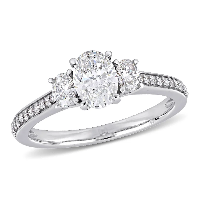 large diamond engagement rings-Mimi & Max 1 1/10ct TW Oval Round-Cut 3-Stone Engagement Ring 14k White Gold