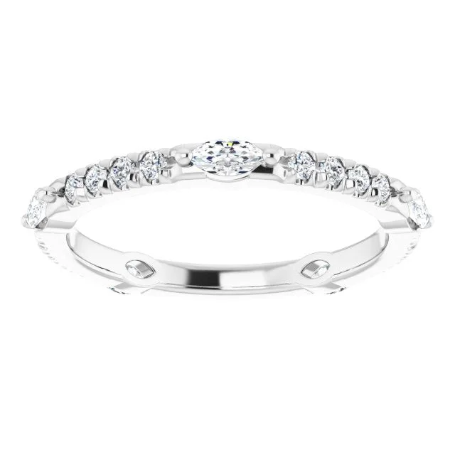 birthstone rings for women-0.80 ct. Prong Set  Marquise & Round Diamond Eternity Band