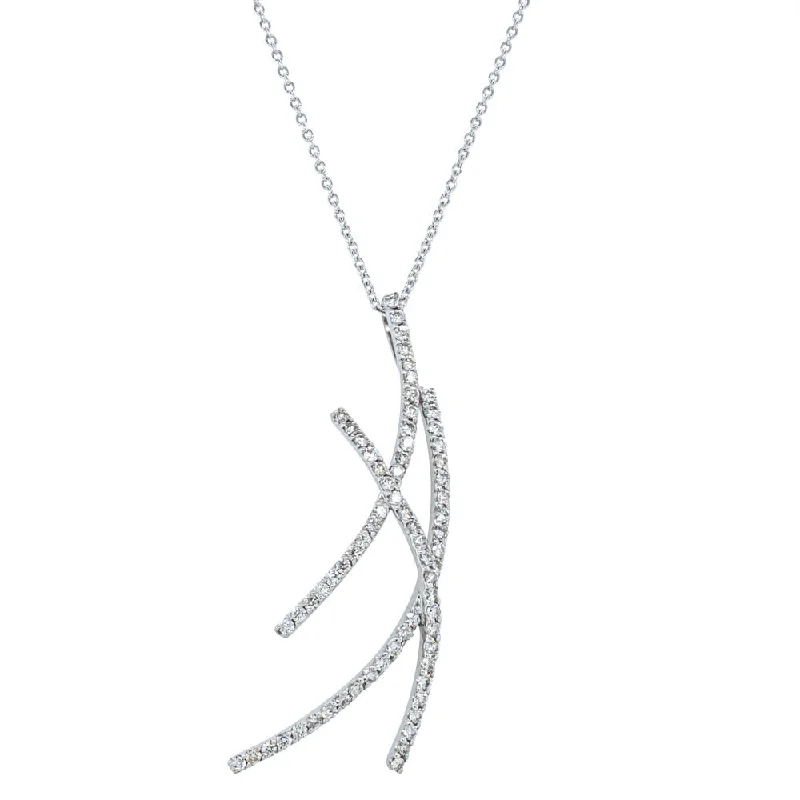 cubic zirconia necklaces for women-Deja Vu 18ct White Gold .51ct Diamond Kiss Pendant