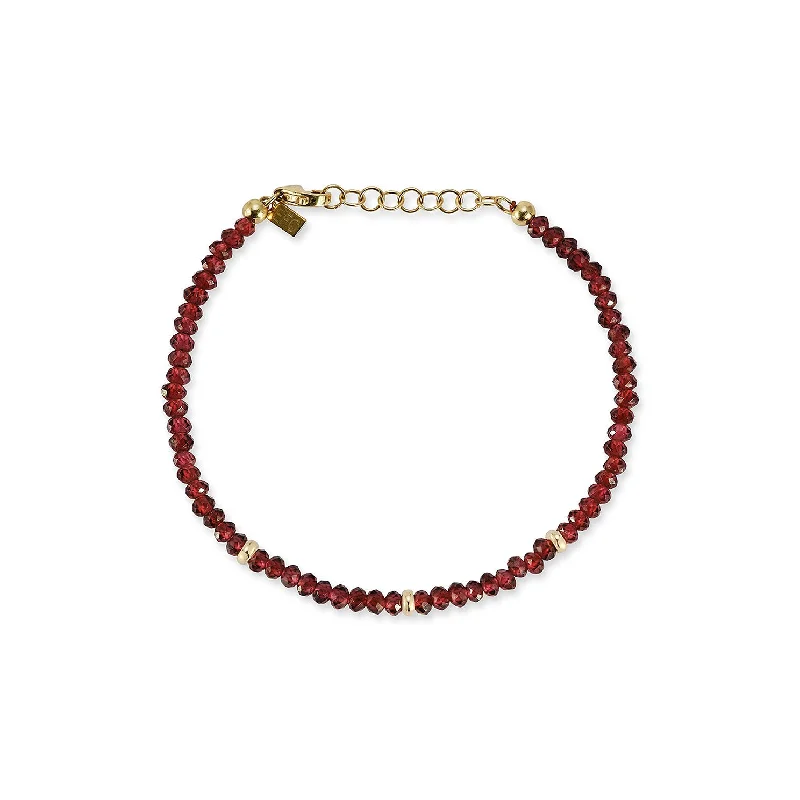 statement bracelets for women-Birthstone Bead Bracelet In Garnet