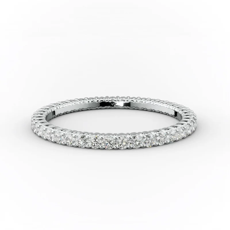 wedding band sets for women-1/2 Carat Round Cut Diamond Classic Eternity Band Shared Prong