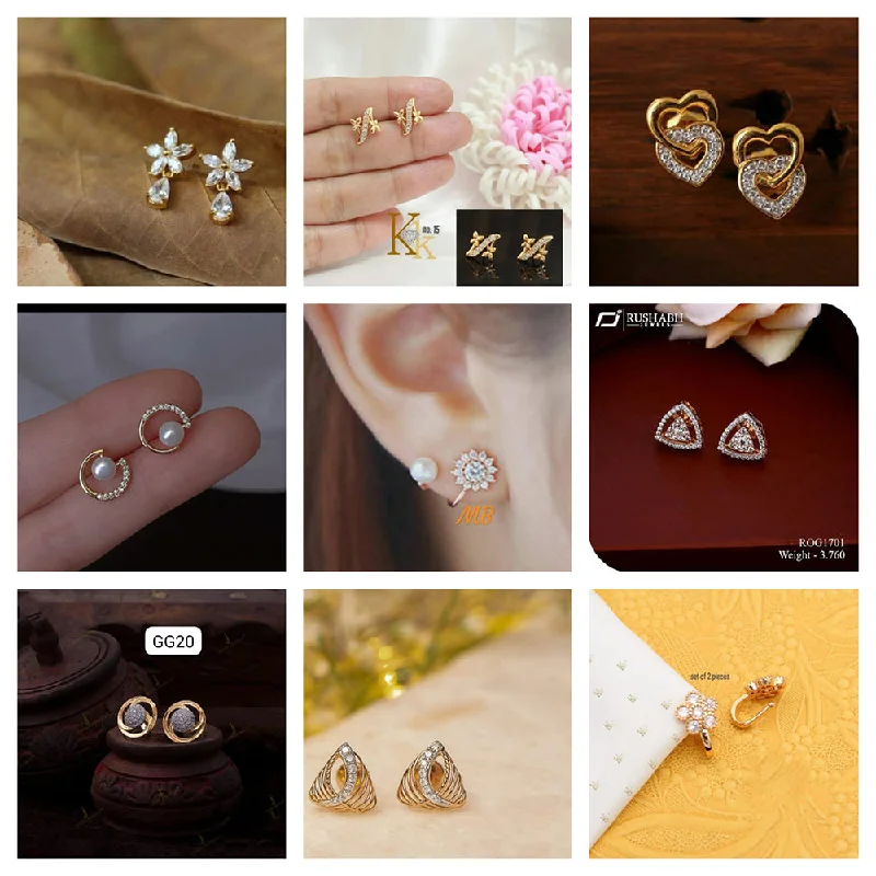 elegant stud earrings for women-Manisha Jewellery Gold Plated Austrain  Stud Earrings Combo