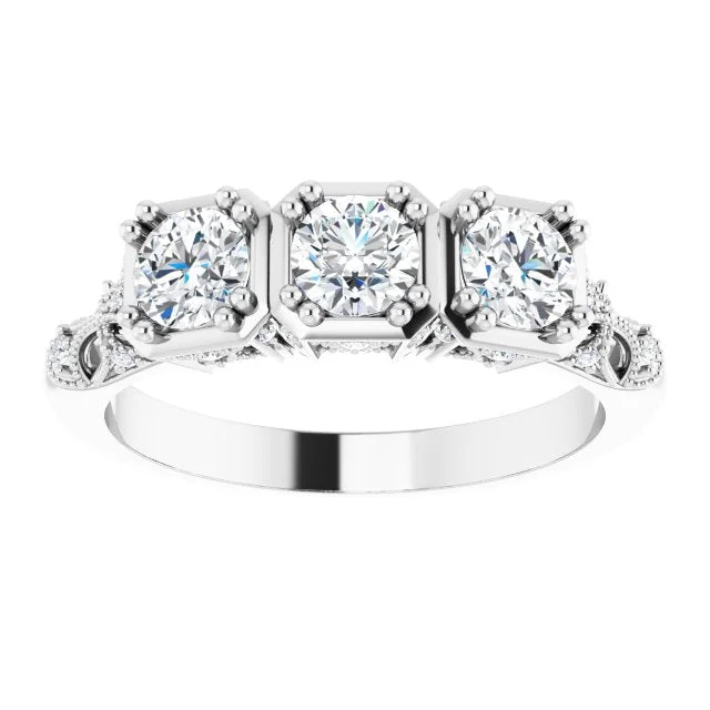 custom birthstone rings for women-0.87 ct.  Round Diamond Vintage Inspired Wedding Band