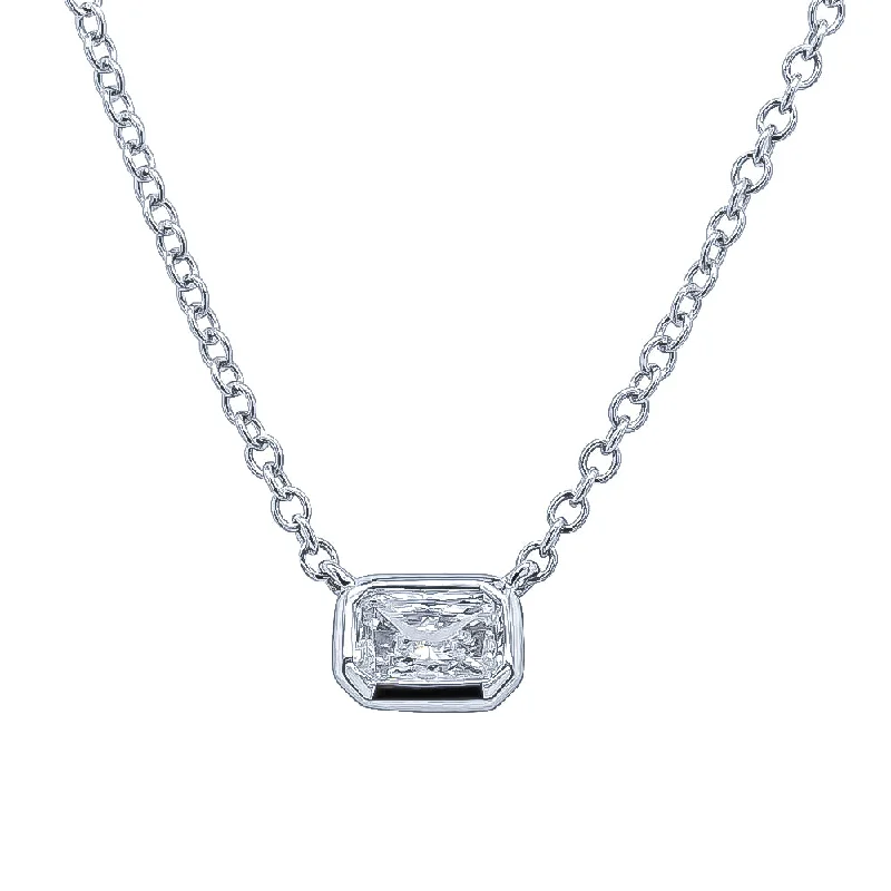 matching necklaces for women-18ct White Gold .31ct Radiant Cut Diamond Natalia Pendant