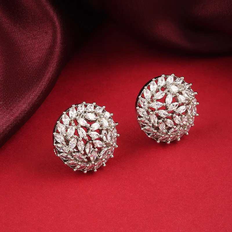 luxury diamond earrings for women-Raddhi Jewels Silver Plated AD Stud Earrings