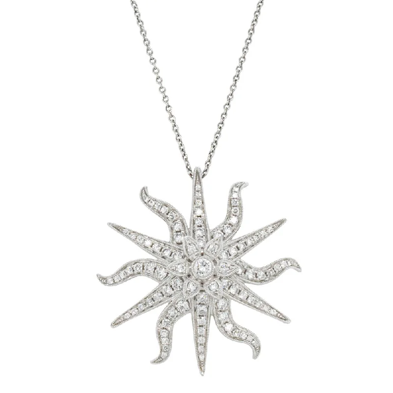 luxury sapphire necklaces for women-18ct White Gold 1.20ct Diamond Starfish Cluster Pendant