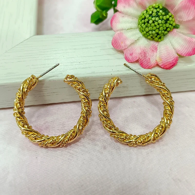 contemporary earrings for women-Infinity Jewels Gold Plated Hypoallergenic Nickel Free Hoop Earrings