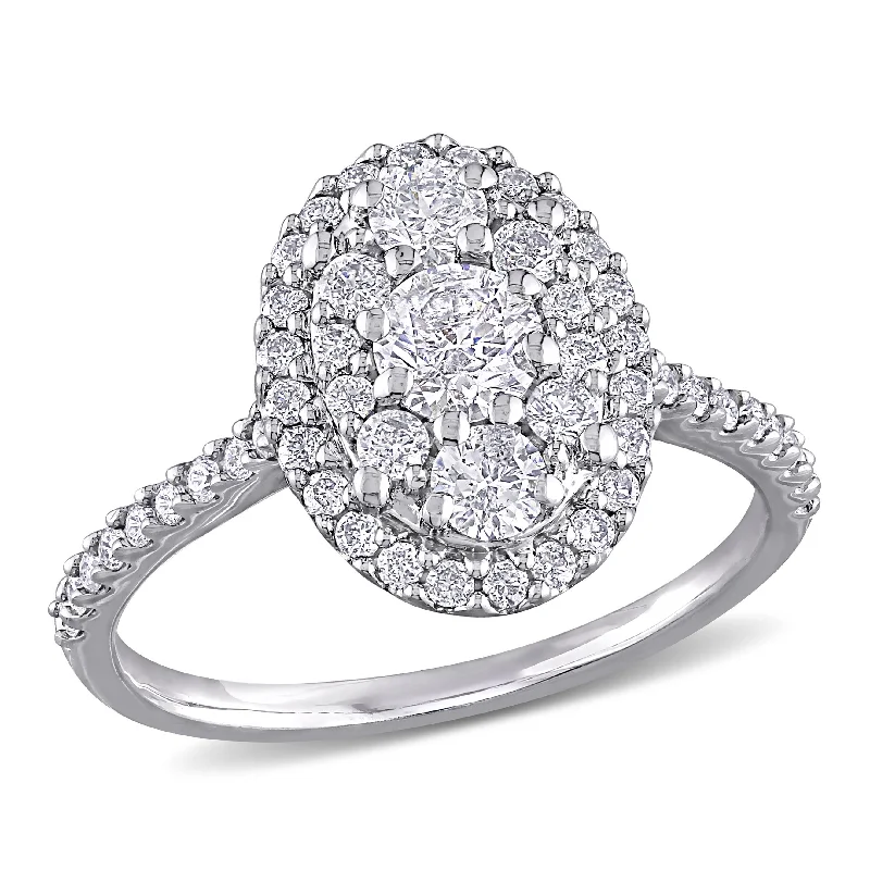 diamond engagement rings-Mimi & Max 1ct TW Diamond Oval Shape Composite Engagement Ring 10k White Gold