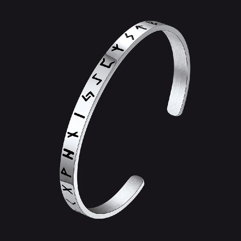 personalized bangles for women-Norse Viking Runes Bangle Cuff Bracelet For Men