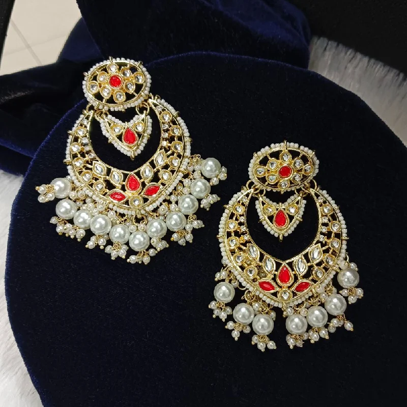 zircon earrings for women-Bhavi Kundan Stone Gold Plated Dangler Earrings