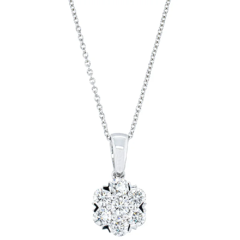 custom pendant necklaces for women-18ct White Gold 1.20ct Diamond Lotus Pendant