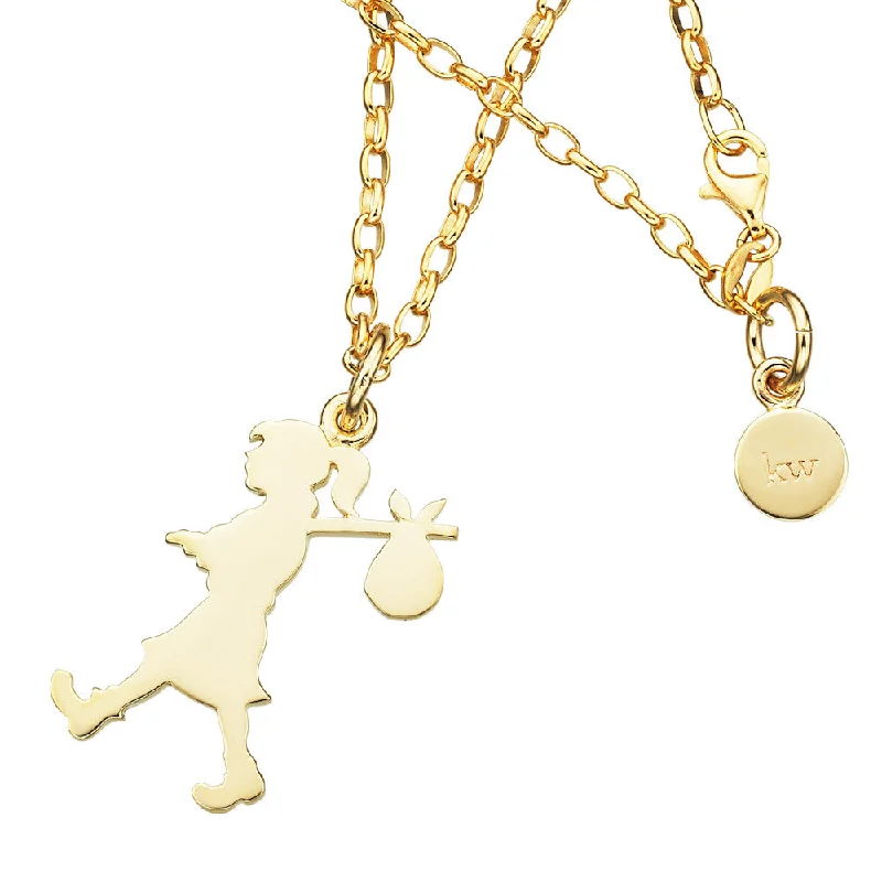 rose gold necklaces for women-Karen Walker Large Runaway Girl Necklace - 9ct Yellow Gold