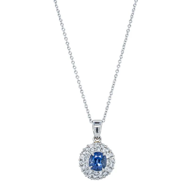 pendant necklaces for women-Deja Vu Platinum 1.70ct Sapphire & Diamond Pendant