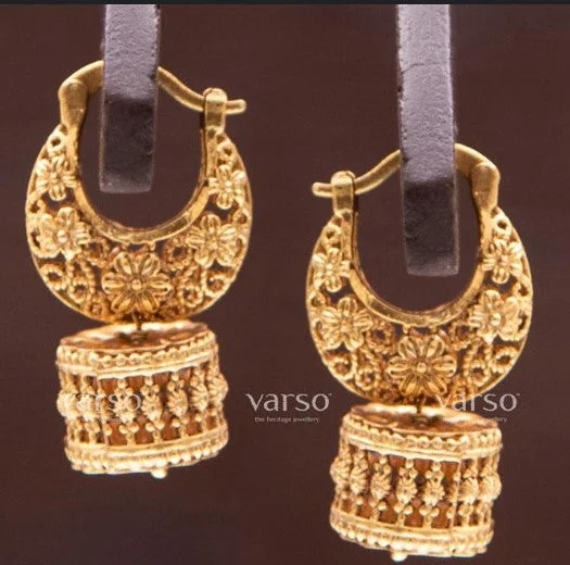 chic earrings for women-Bhavi Jewels Gold Plated Jhumki Earrings