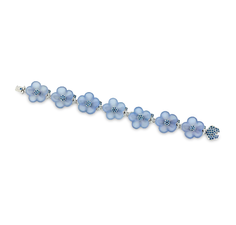 chunky bracelets for women-Tiffany & Co. Chalcedony and Blue Sapphire Flower Bracelet