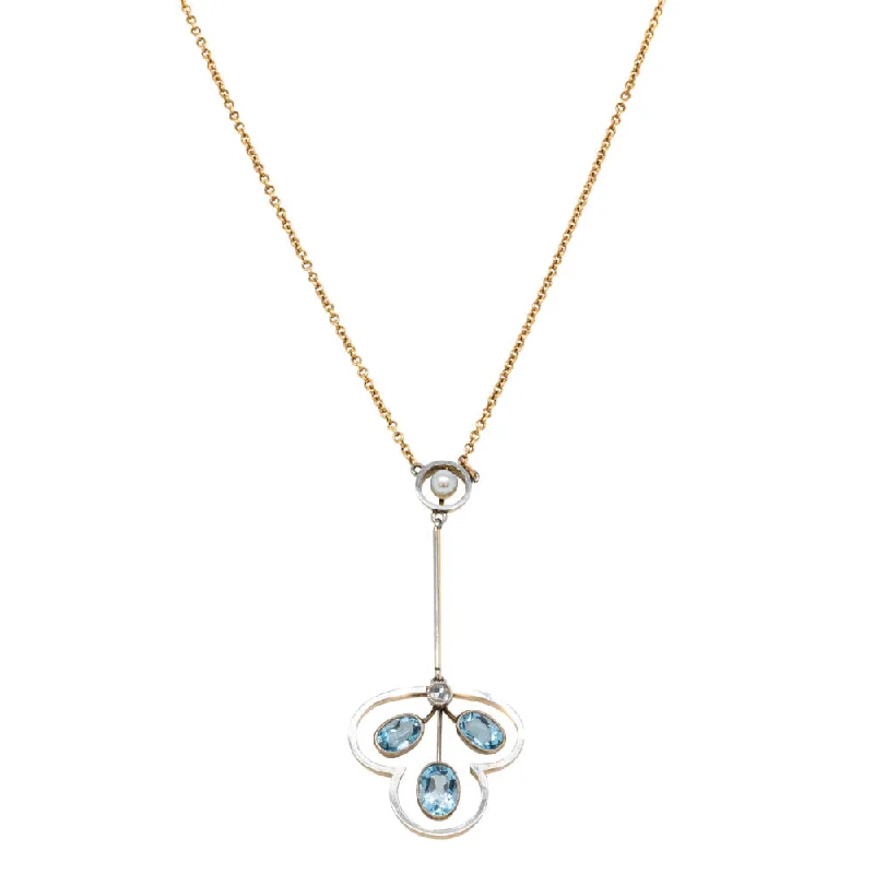 elegant pendant necklaces for women-Vintage 18ct Yellow Gold Aquamarine Pendant