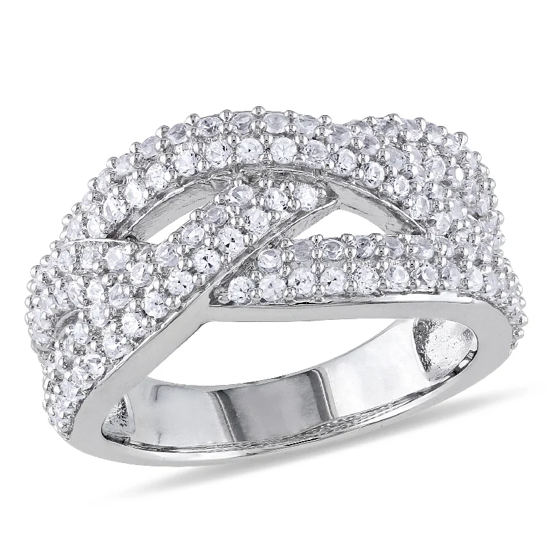 antique diamond engagement rings-Mimi & Max 1 1/4ct TGW Created White Sapphire Braided Ring in Sterling Silver