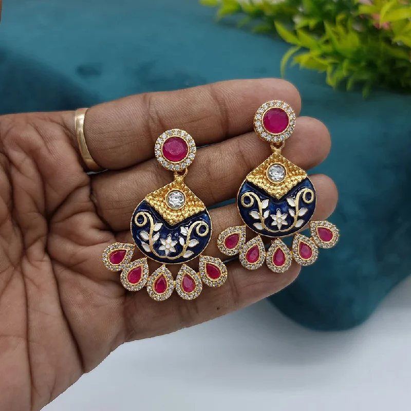 vintage earrings for women-JCM Gold Plated Kundan Stone Dangler Earrings