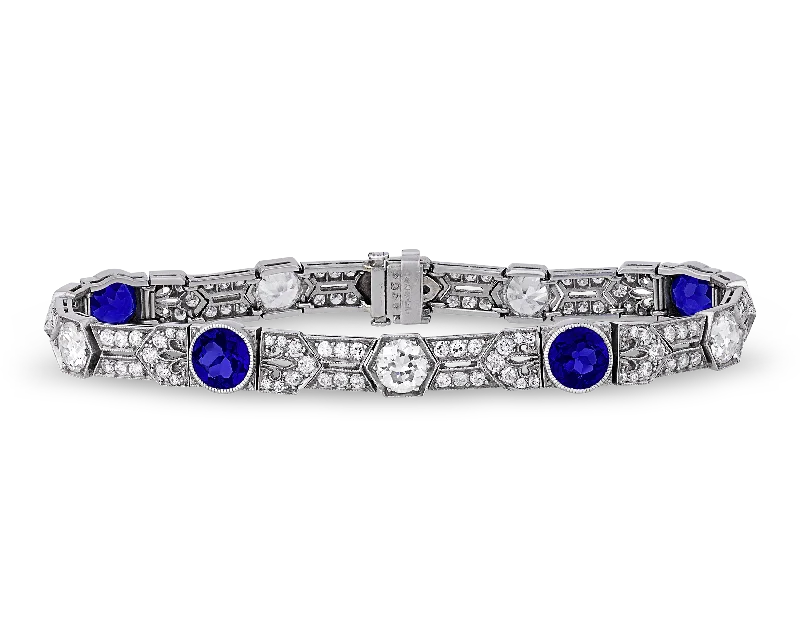 anniversary bangles for women-Tiffany & Co. Untreated Yogo Sapphire Bracelet, 4.68 Carats