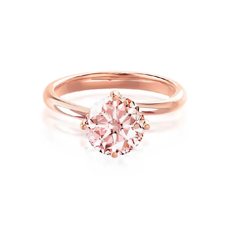 custom-cut engagement rings-ANNORA - Chatham® Champagne Sapphire 18k Rose Gold Twist Solitaire Ring