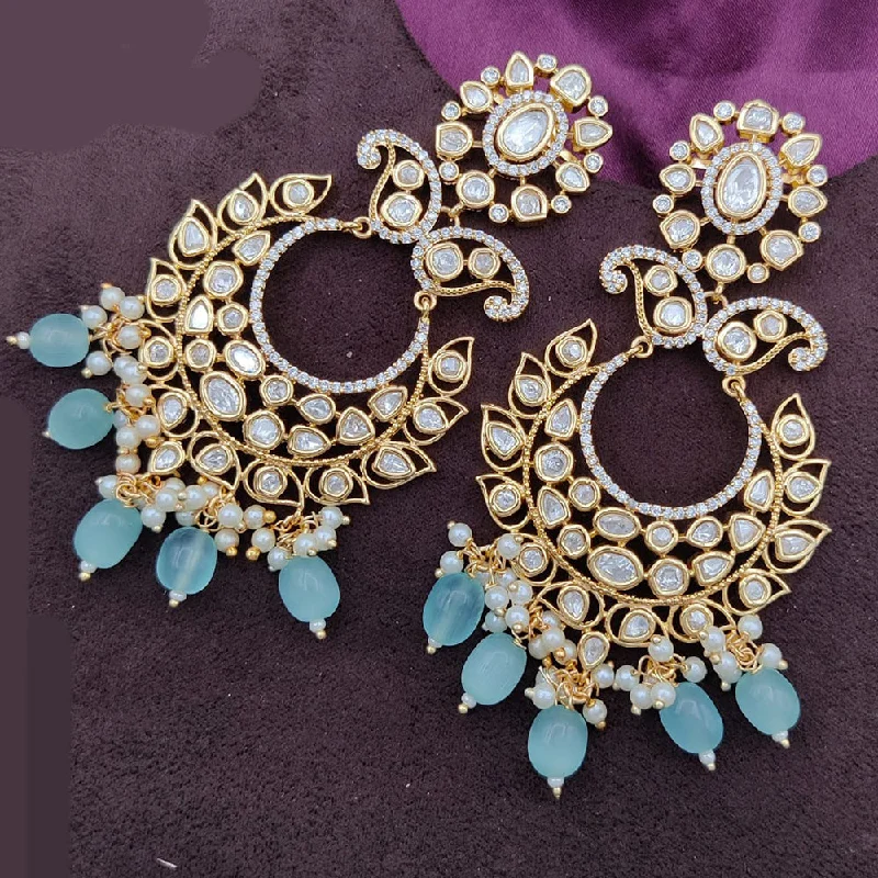 hoop earrings for women-Jewel Addiction Gold Plated Kundan Dangler Earrings