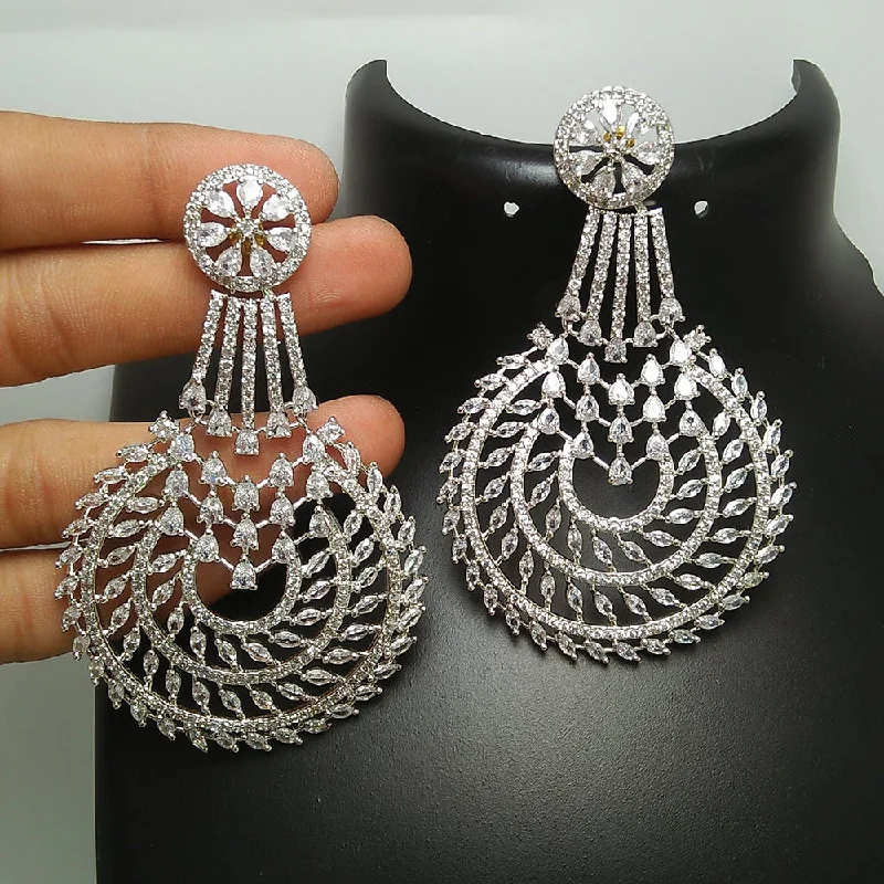 white gold earrings for women-Manisha Jewellery Silver Plated AD Stone Dangler Earrings