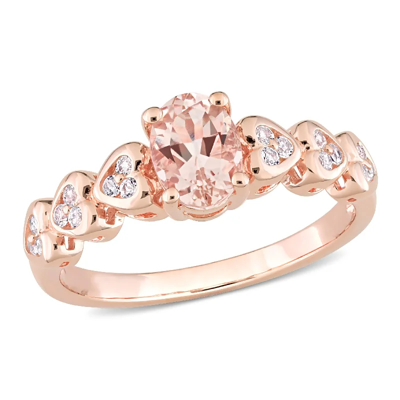 classic engagement rings-Mimi & Max 7/8ct TGW Morganite & White Topaz Ring in Rose Silver