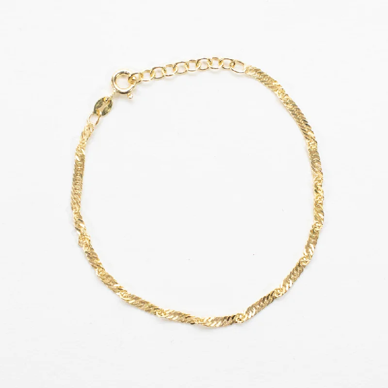 elastic bracelets for women-Gold Plated Singapore Chain Bracelet