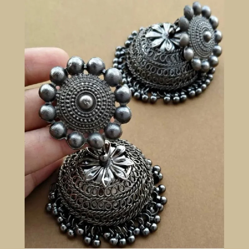 personalized diamond earrings for women-Bevy Pearls Oxidised Plated Jhumki Earrings