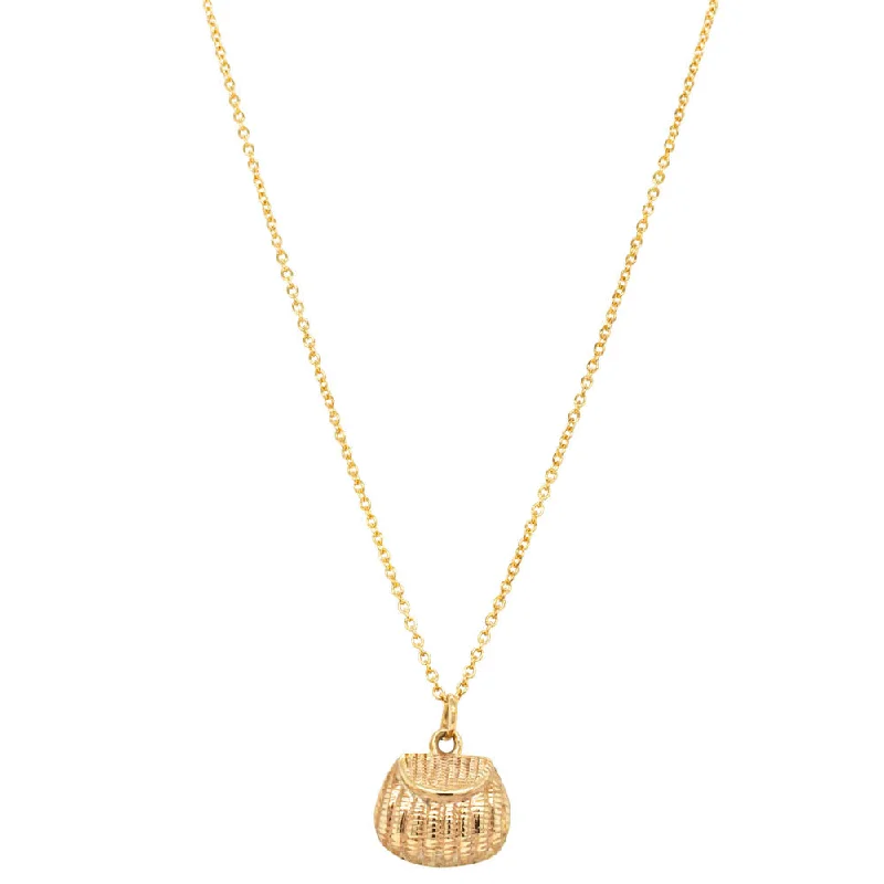 layered necklaces for women-Deja Vu 9ct Yellow Gold Hollow Handbag Necklace