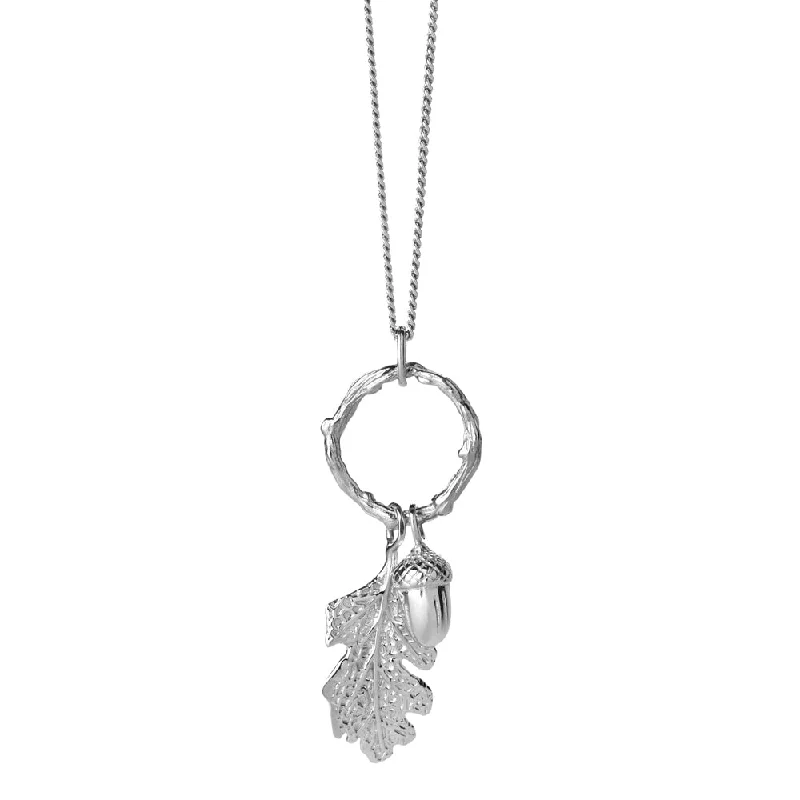 unique gold necklaces for women-Karen Walker Acorn & Leaf Loop Necklace - Sterling Silver