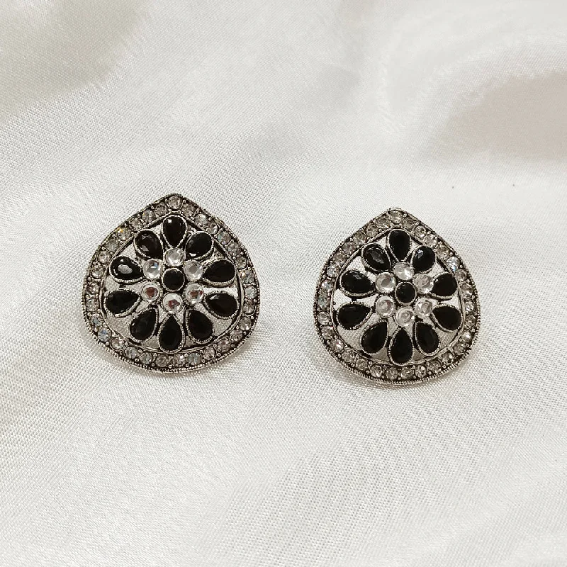 simple stud earrings for women-Bhavi Jewels  Silver Plated Crystal Stone Stud Earrings