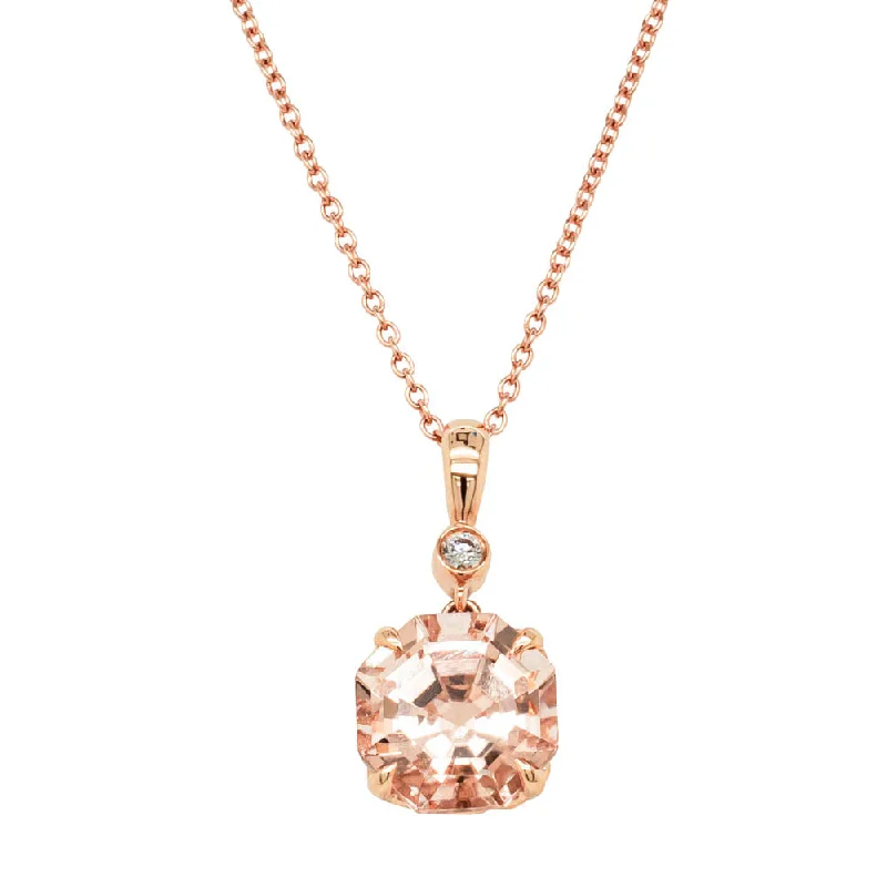 short necklaces for women-18ct Rose Gold Morganite & Diamond Octavia Pendant