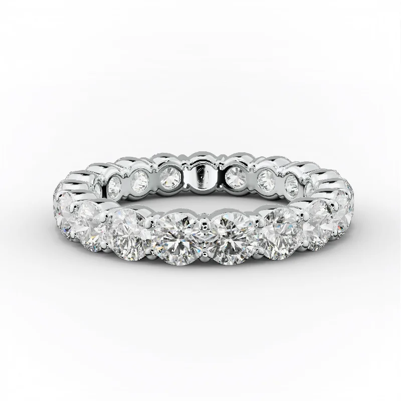 minimalist rings for women-3.0 Carat Round Cut Diamond Classic Eternity Band Shared Prong