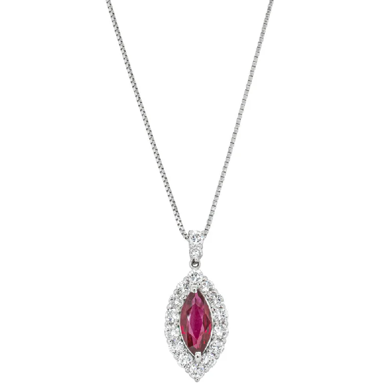 custom name necklaces for women-Deja Vu Platinum 1.32ct Ruby and Diamond Pendant