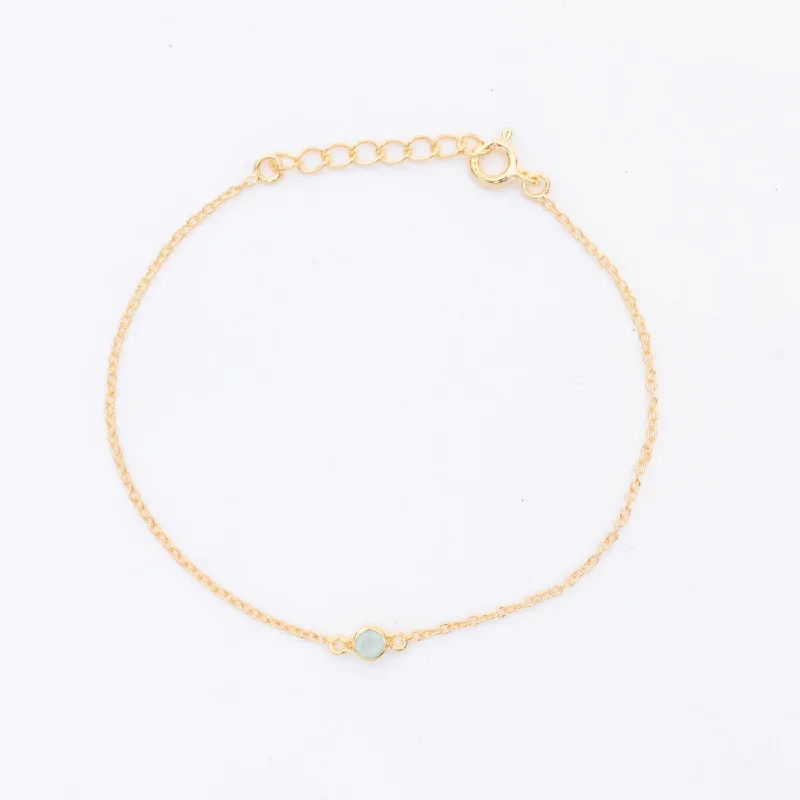 rhinestone bracelets for women-Gold Vermeil Aqua Chalcedony Solitaire Bracelet