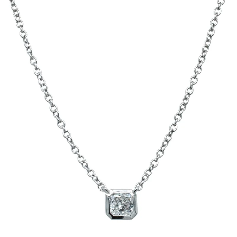 delicate gold necklaces for women-18ct White Gold .30ct Radiant Diamond Natalia Pendant