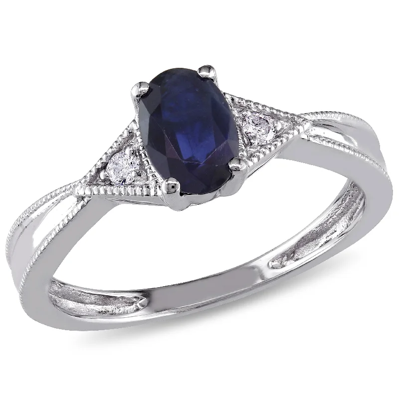 wedding engagement rings-Mimi & Max 5/8ct TGW Oval Sapphire Ring with Diamonds 14k White Gold