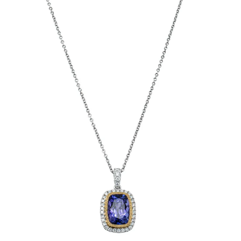 initial necklaces for women-18ct White Gold 3.15ct Tanzanite & Diamond Necklace