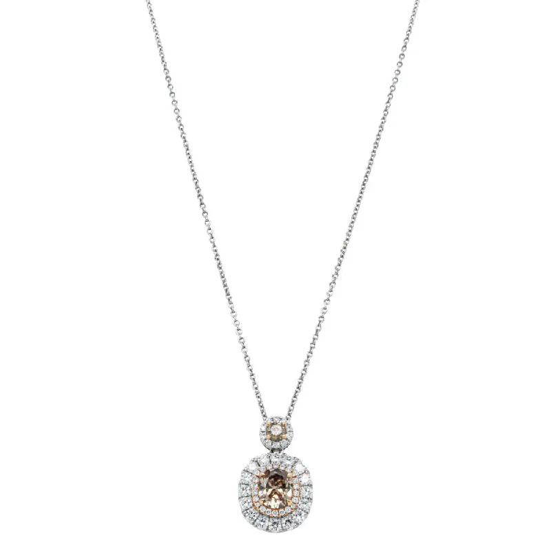 engraved necklaces for women-18ct White & Rose Gold 1.09ct Champagne Diamond Necklace