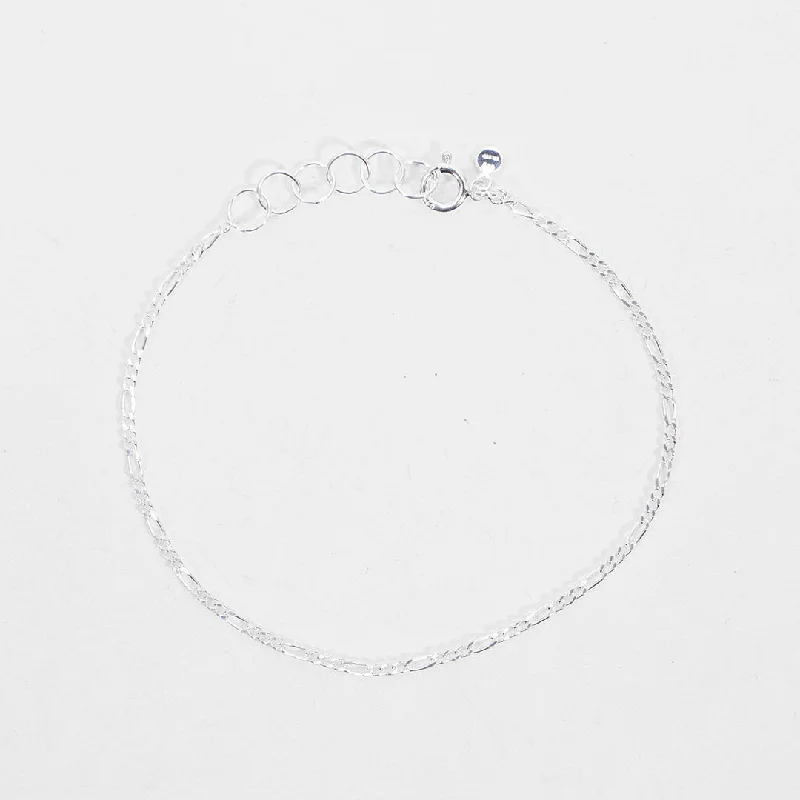 personalized bangles for women-Fine Silver Figaro Chain Bracelet