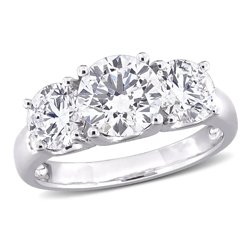 simple engagement rings-Created Forever 3ct TW Lab-Grown Diamond 3-Stone Engagement Ring in 14k White Gold