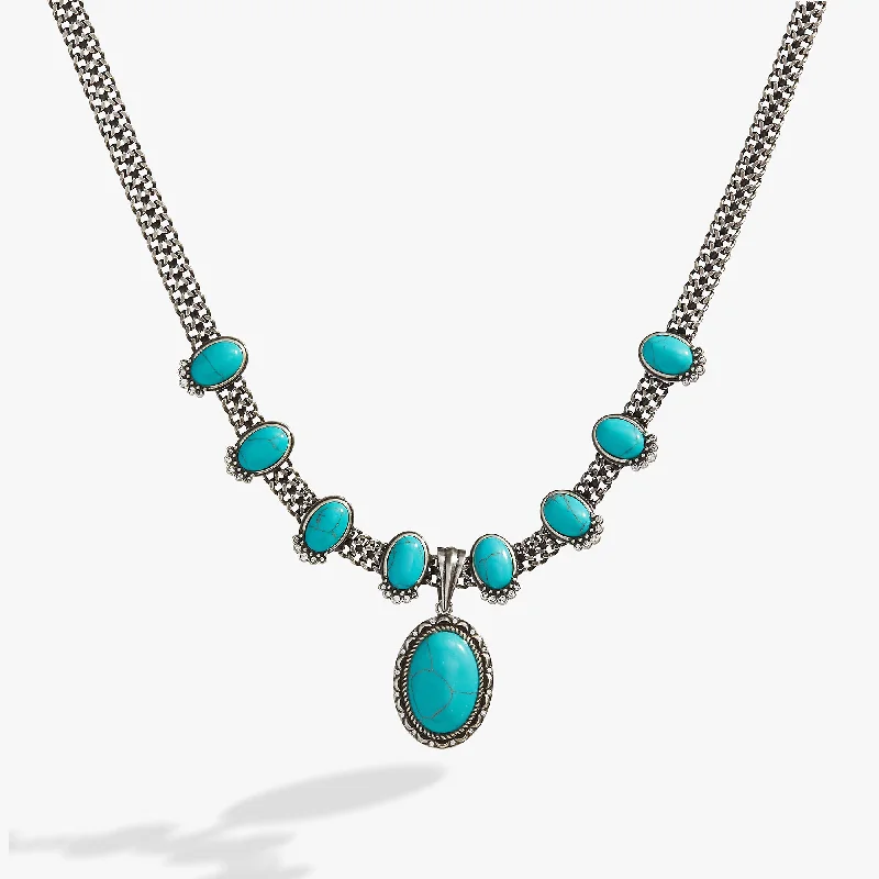 delicate pendant necklaces for women-Vintage Turquoise Statement Necklace