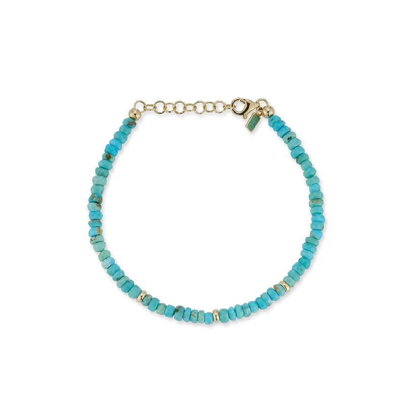 adjustable bangles for women-Birthstone Bead Bracelet In Turquoise