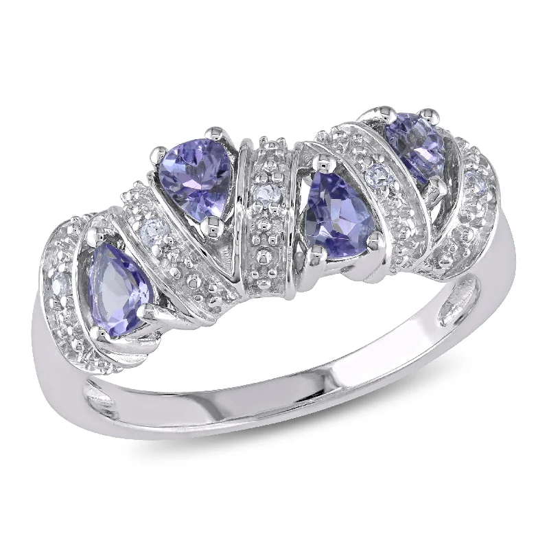 cushion cut engagement rings-Mimi & Max 3/5ct TGW Tanzanite Journey Ring in Sterling Silver