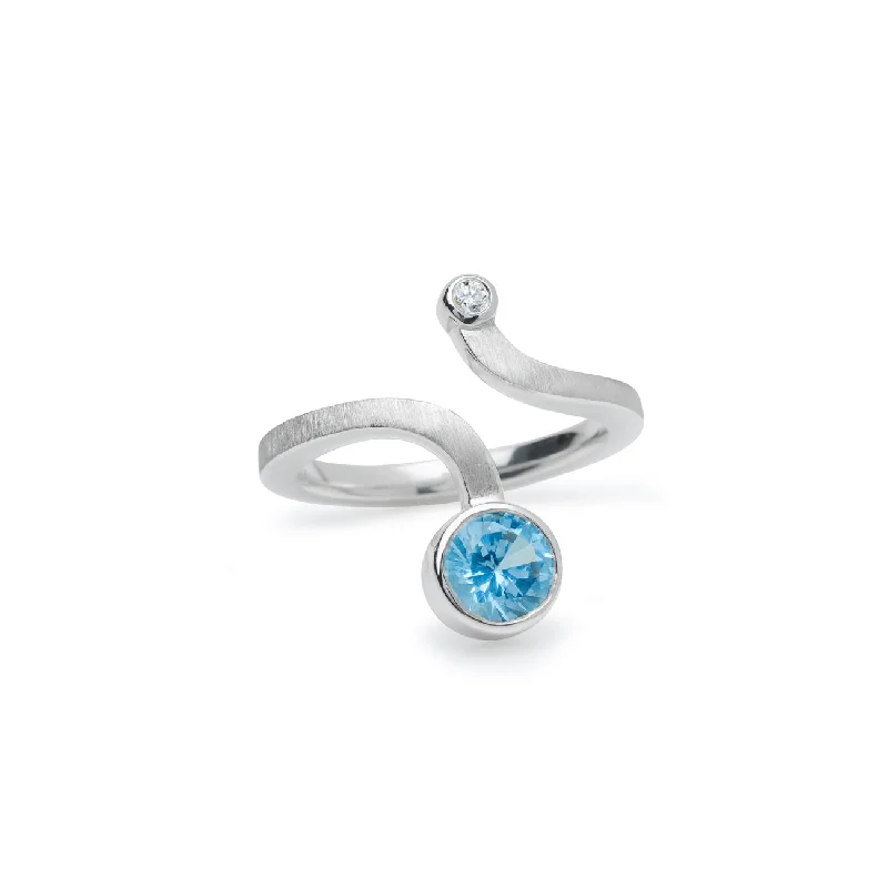 custom engagement rings for women-Pirouette Blue Topaz And Diamond Ring