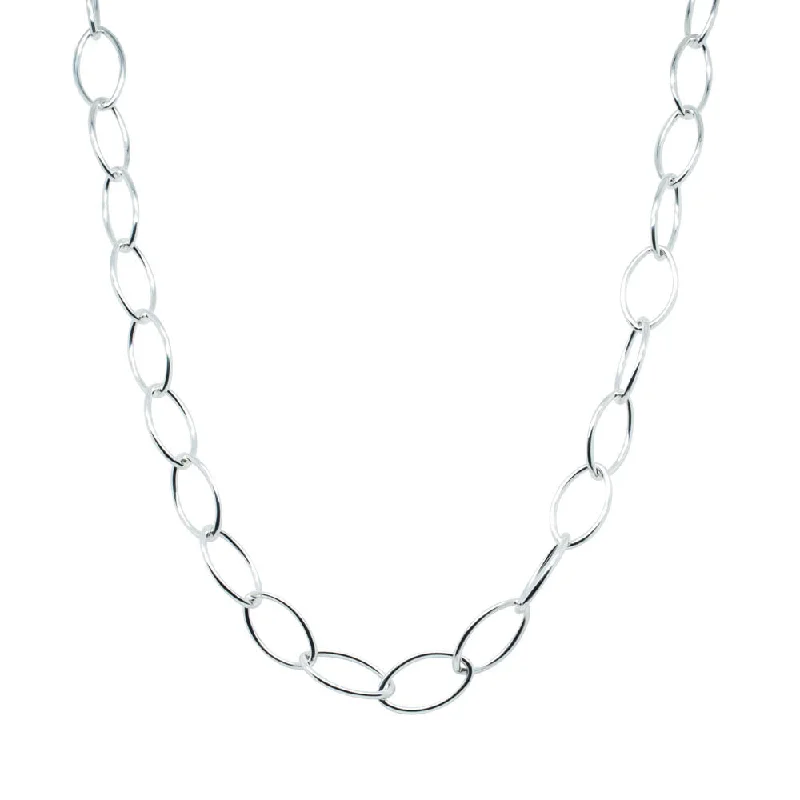 layered necklaces for women-Sterling Silver Navette Link Necklace