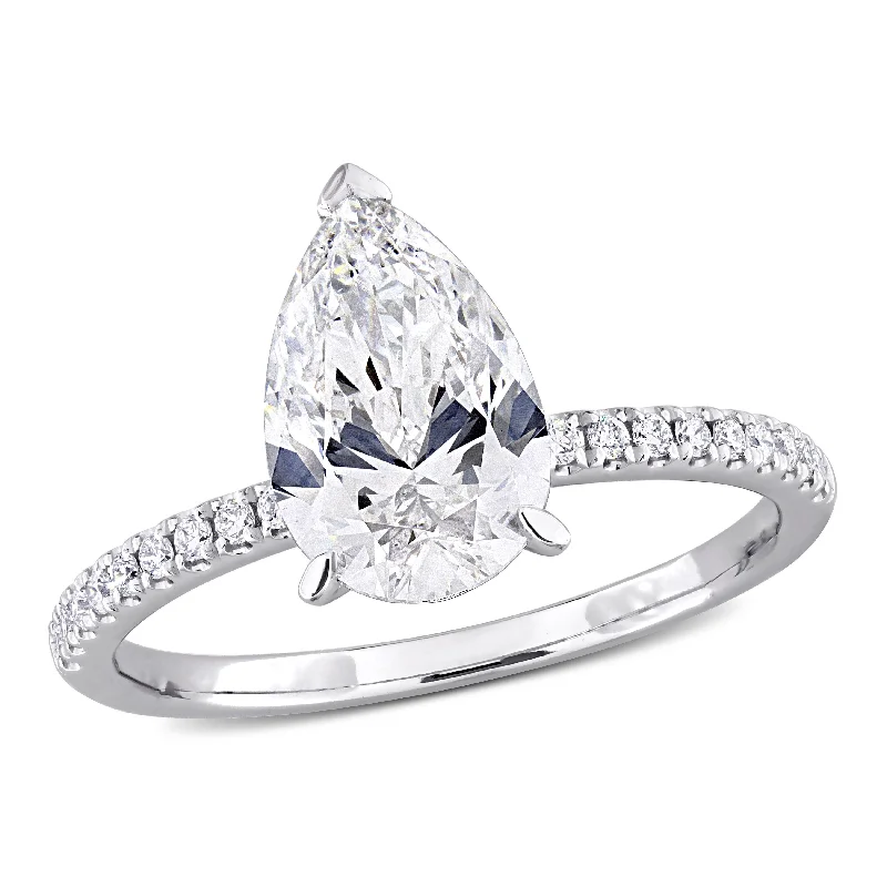 affordable engagement rings-Created Forever 2 1/6ct TW Pear-Shape Lab-Grown Diamond Engagement Ring in 14k White Gold