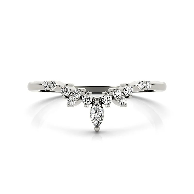 custom engagement rings for women-Round And Marquise Diamond Crown Style Band